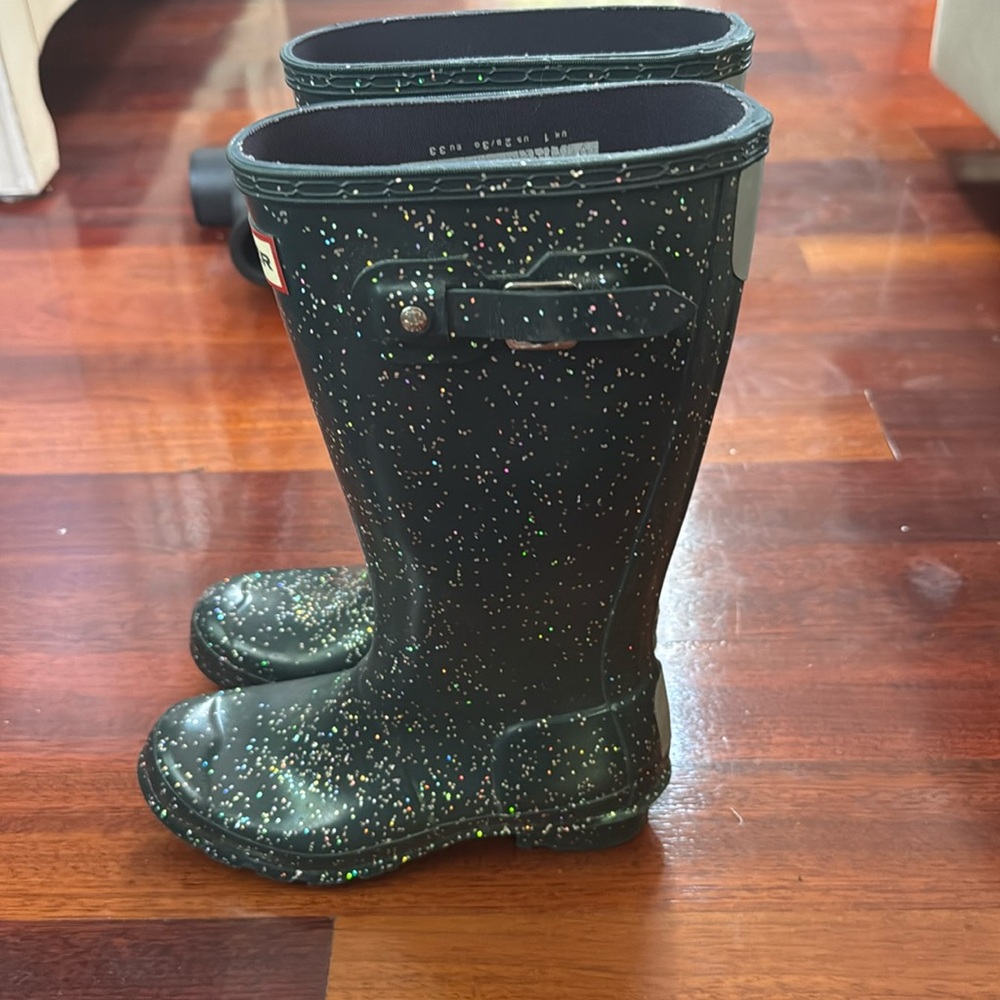 Girls Blue Sparkle Hunter Boots